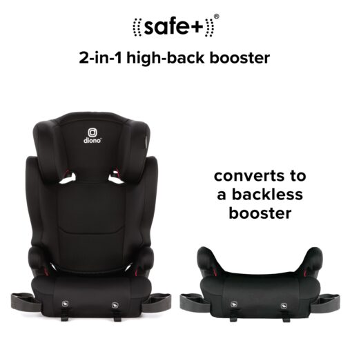 Diono Cambria 2 XL, Dual Latch Connectors, 2-in-1 Belt Positioning Booster Seat, High-Back to Backless Booster, Black