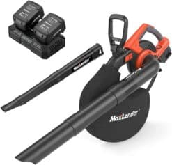 MAXLANDER 3 in 1 Cordless Leaf Blower & Vacuum with Bag, Brushless Battery Powered Leaf Vacuum Mulcher 40V 170MPH 360CFM 5 Speeds