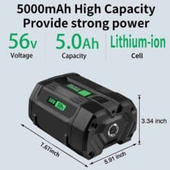Yongerwy 56V 5.0Ah EGO Battery for EGO BA2800 BA4200T BA4200 BA1400 BA2800T BA5600T