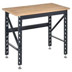 HOMCOM 45" Work Bench with Adjustable Footpads and Large Solid Wood Tabletop Tool Table for Garage, Weight Capacity 1100 lbs