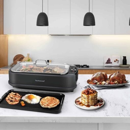 Techwood Indoor Smokeless Grill, 1500W Electric BBQ Grill with Temperature Control