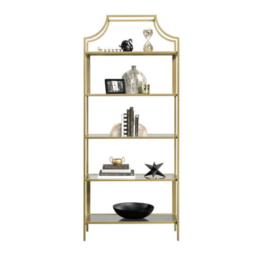 Better Homes & Gardens 71" Nola 5 Tier Etagere Bookcase, Gold Finish