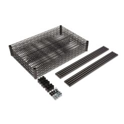 Alera ALE Industrial Heavy-Duty Wire Shelving Starter Kit, 4-Shelf, 48w x 24d x 72h, Black