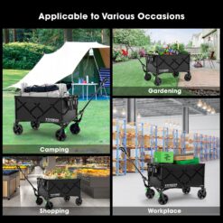 VIVOSUN Collapsible Folding Wagon, Outdoor Utility, Black