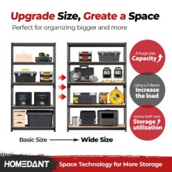 HOMEDANT Z-beam 5 Tier Laminated Heavy Duty Garage Storage Adjustable, 47.7