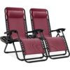 Best Choice Products Set of 2 Adjustable Steel Mesh Zero Gravity Lounge Chair Recliners w/Pillows and Cup Holder Trays - Burgundy