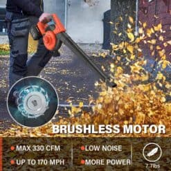 MAXLANDER 3 in 1 Cordless Leaf Blower & Vacuum with Bag, Brushless Battery Powered Leaf Vacuum Mulcher 40V 170MPH 360CFM 5 Speeds