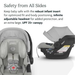 UPPAbaby Mesa Max Infant Car Seat/Base with Load Leg and Robust Infant Insert Included (White+Grey Chenille)