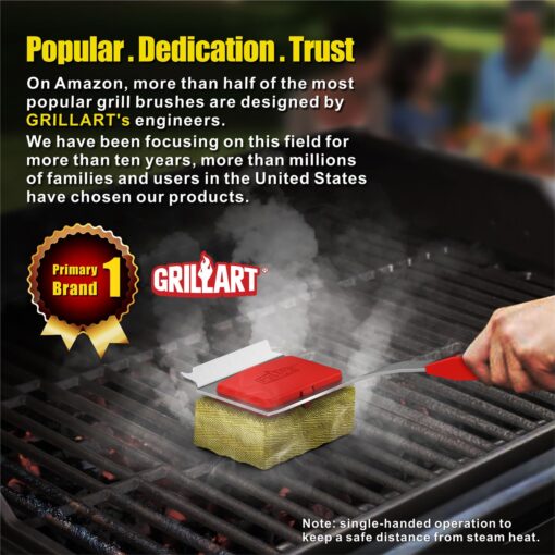 GRILLART Grill Brush Bristle Free SteamWizards BBQ Replaceable Cleaning Head