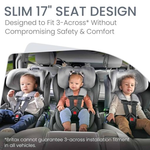 Britax Poplar Convertible Car Seat, 2-in-1 Car Seat with Slim 17-Inch Design, ClickTight Technology, Glacier Graphite