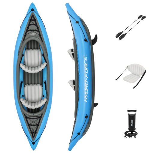 Hydro-Force Cove Champion X2 Inflatable Kayak - Two-Person Kayak Set (10’10” Long)