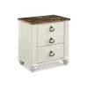 Signature Design by Ashley Willowton Farmhouse 2 Drawer Nightstand with USB Charging Ports, Whitewash