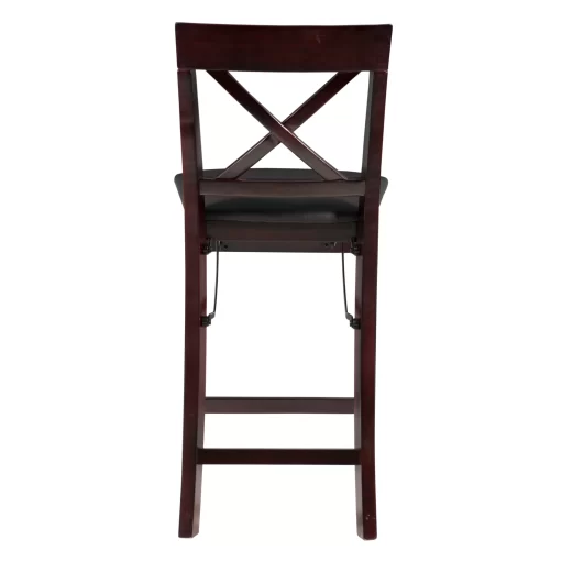 Linon Triena Folding Counter Stool in Dark Cherry with Dark Brown Faux Leather