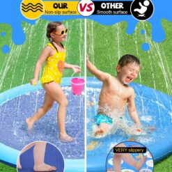 VISTOP Non-Slip Splash Pad for Kids and Dog, Thicken Sprinkler Pool Summer Outdoor Water Toys
