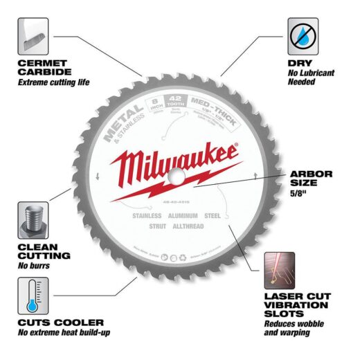 Milwaukee 8 in. x 42-Carbide Teeth Metal and Stainless Cutting Circular Saw Blade (2-Pack)