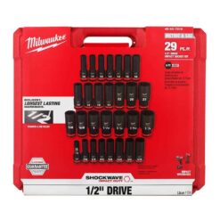 Milwaukee 49-66-7016 SHOCKWAVE 1/2 in. Drive SAE and Metric 6 Point Impact Socket Set (29-Piece)