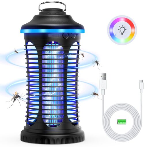 HumiLife Rechargeable Bug Zapper Outdoor & Indoor, Mosquito Fruit Fly Trap, Gnat Moths Catcher, Black