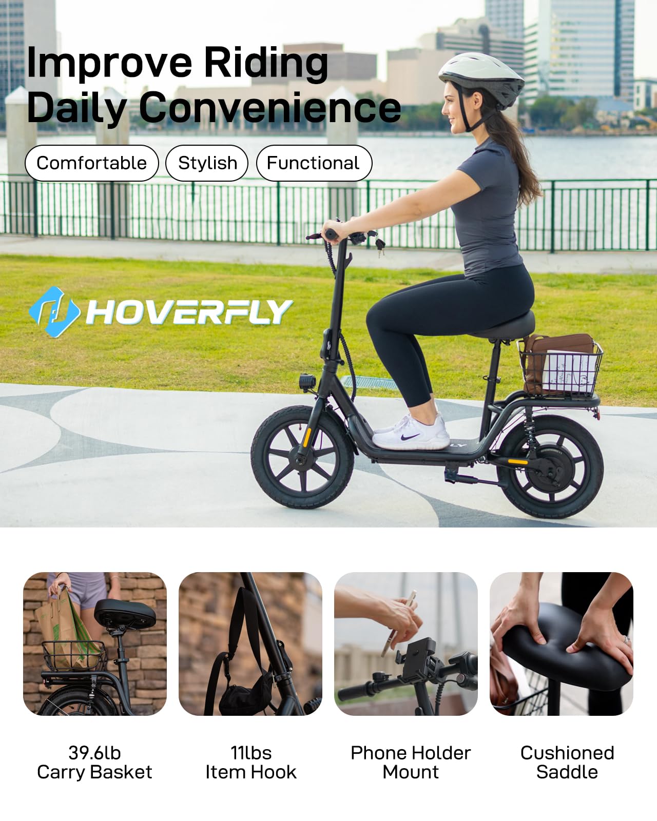 HOVERFLY Z5 Electric Scooter with Seat, 18.6Miles Range & 15.5Mph Power by 550W Peak Motor HOVERFLY Z5 Electric Scooter with Seat, 18.6Miles Range & 15.5Mph Power by 550W Peak Motor