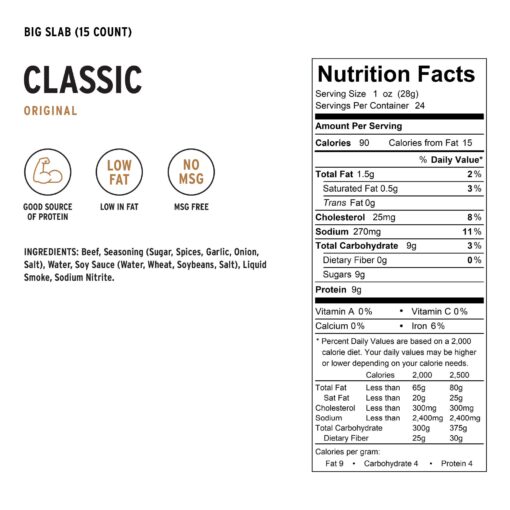 People's Choice Beef Jerky - Whole Muscle Premium Cuts - 15 Count, 1 Bag
