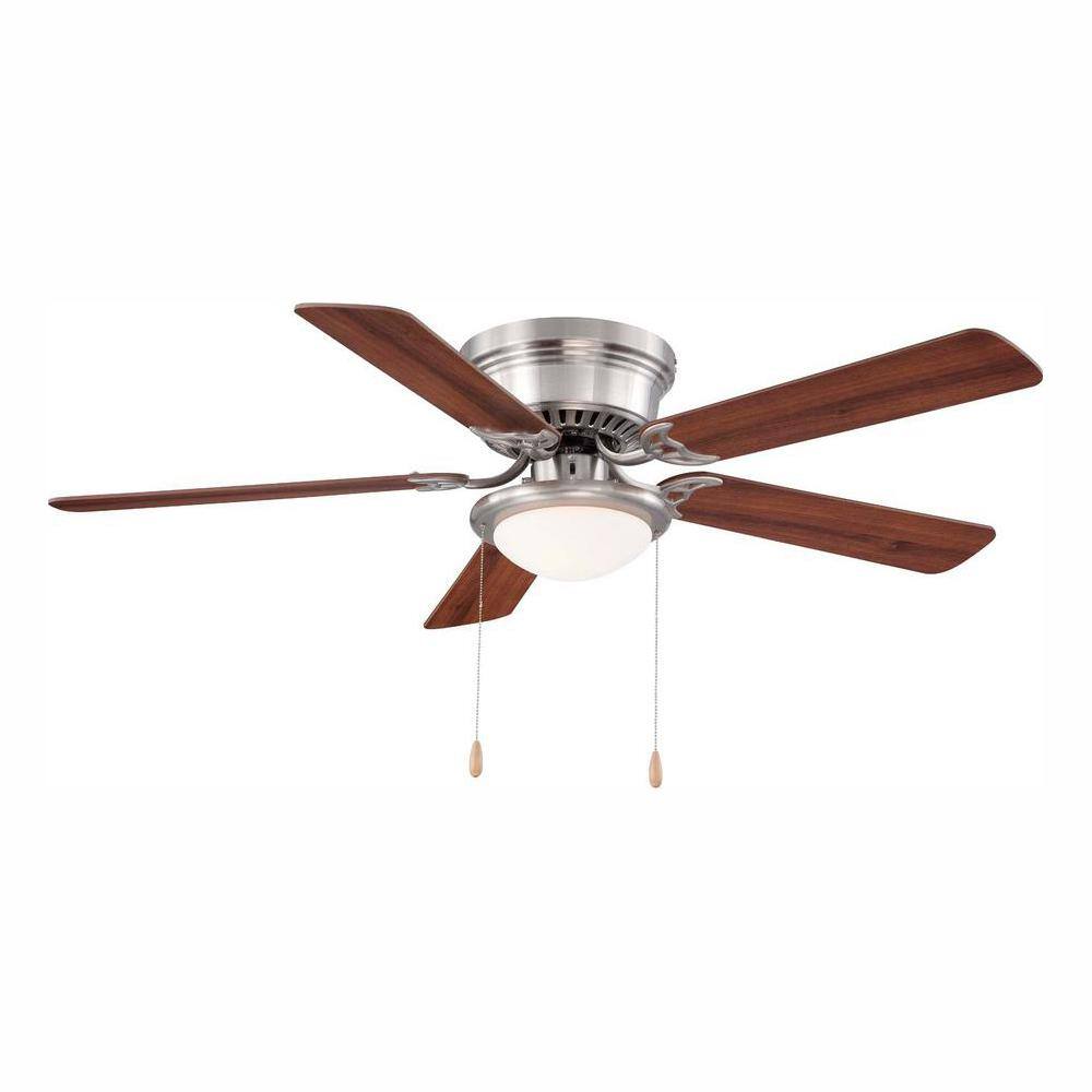 Hugger 52 in. LED Indoor Brushed Nickel Ceiling Fan with Light Kit, image size:1000x1000