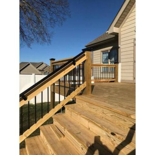 EZ Handrail EZA8KIT-HB 8 ft. Textured Black Aluminum Round Straight Handrail Kit