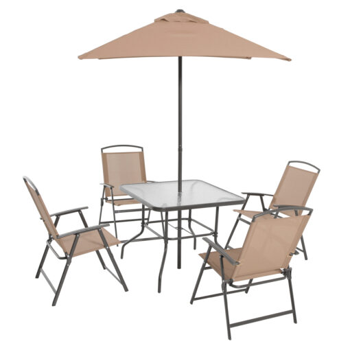 Mainstays Albany Lane 6-Piece Outdoor Patio Dining Set, Tan