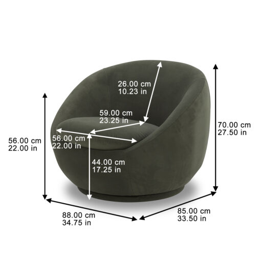 Better Homes & Gardens Mira Swivel Chair, Olive Velvet