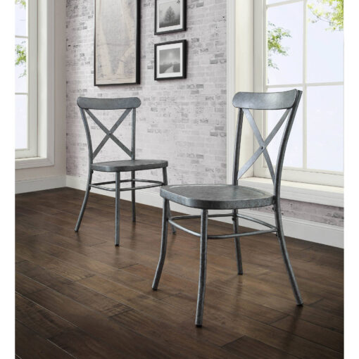 Better Homes and Gardens Collin Distressed Dining Chair, Set of 2, Silver Finish