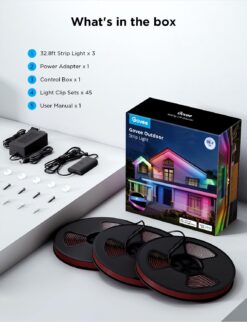 Govee Outdoor LED Strip Lights, 98.4ft Smart Outdoor Lights Work with Alexa and Google Assistant, App Control, Christmas Decorations
