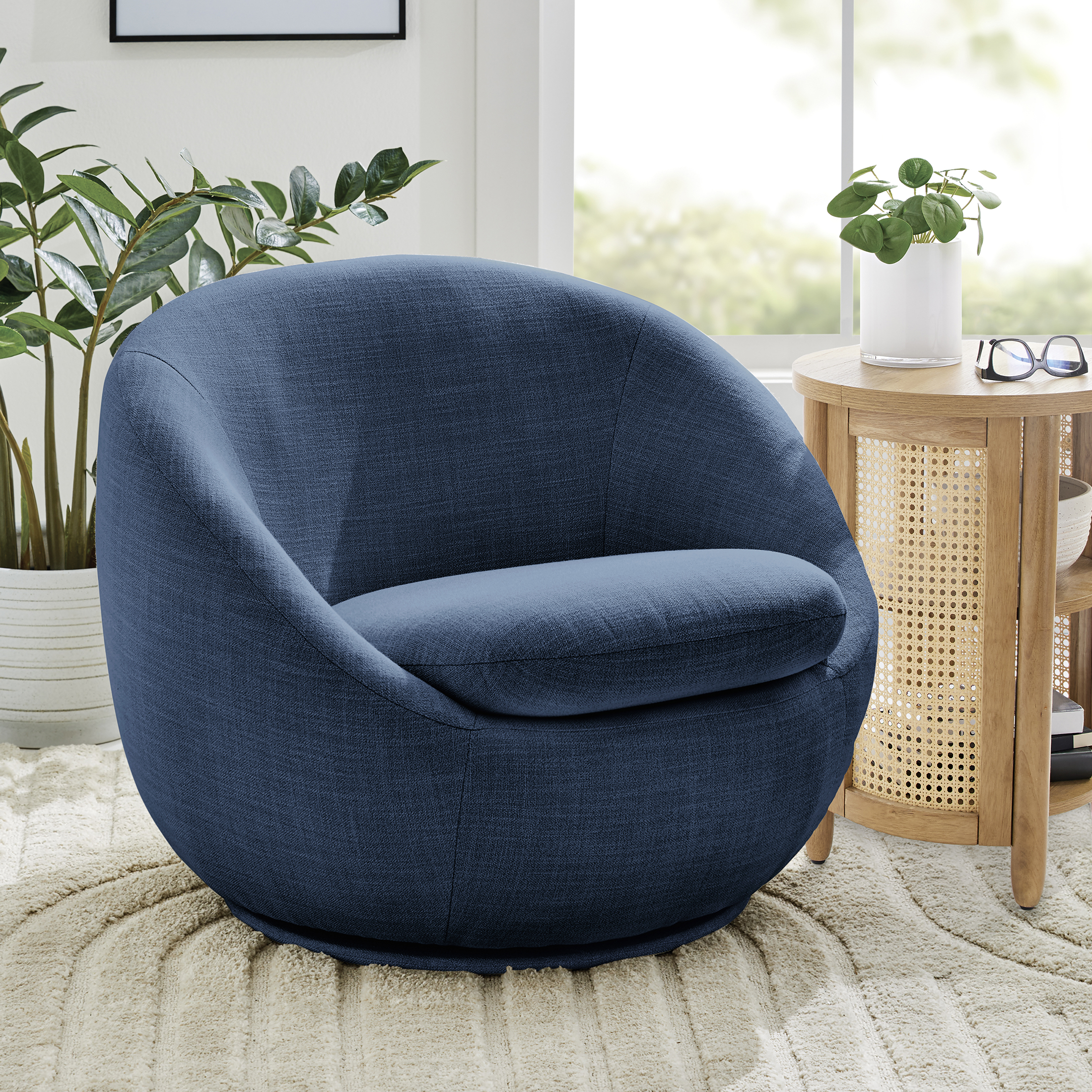 Better Homes Gardens Mira Swivel Chair, Indigo