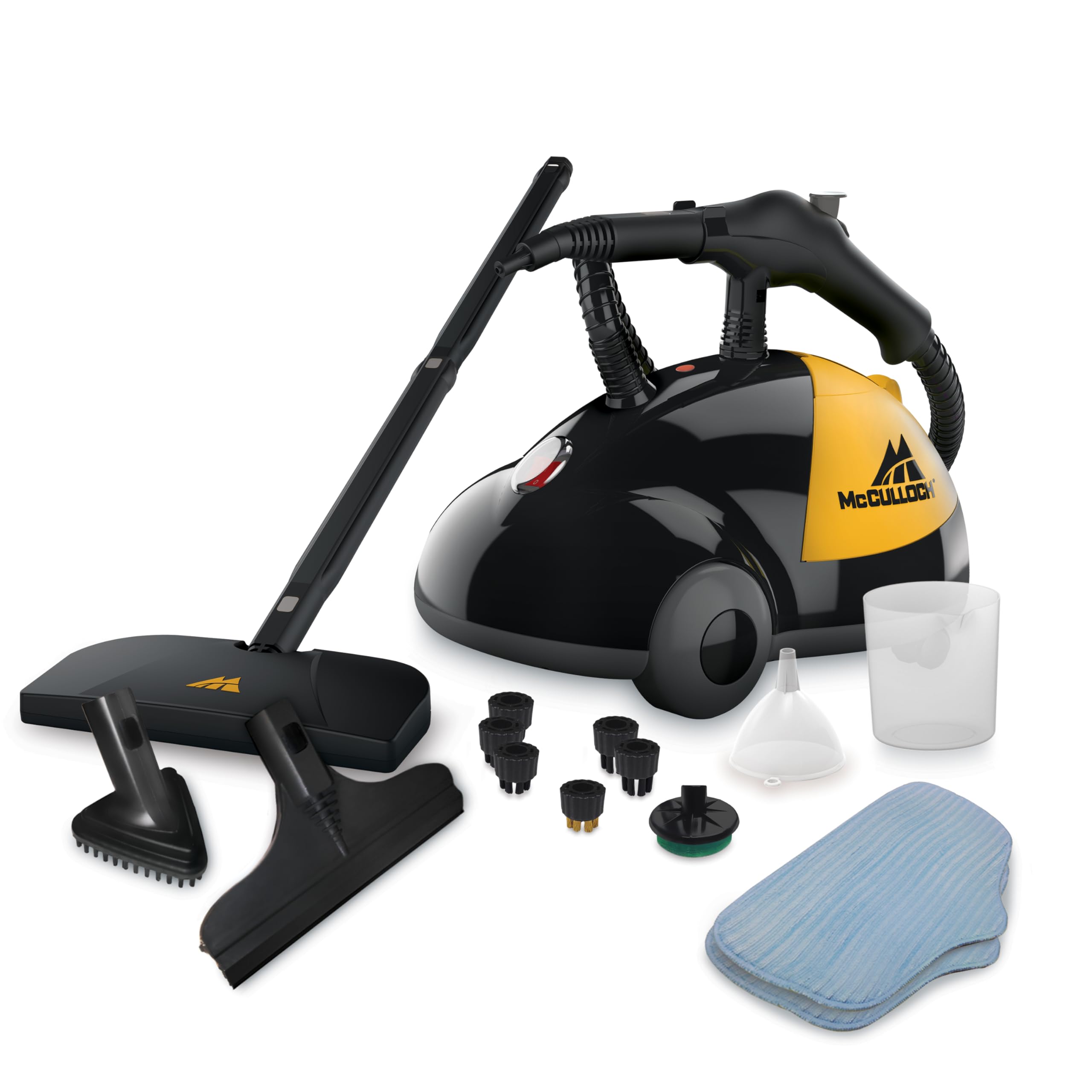 McCulloch MC1275 Heavy-Duty Steam Cleaner with 18 Accessories, Extra-Long Power Cord, Yellow/Grey McCulloch MC1275 Heavy-Duty Steam Cleaner with 18 Accessories, Extra-Long Power Cord, Yellow/Grey