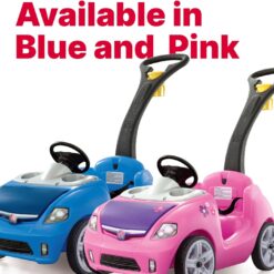 Step2 Whisper Ride II Buggy Kids Push Car, Ride On Toy, Stroller Substitute, Includes Seat Belt & Horn, Made of Durable Plastic, Blue