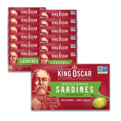 King Oscar Skinless & Boneless Sardines, Olive Oil, 52.56 Oz, Pack of 12
