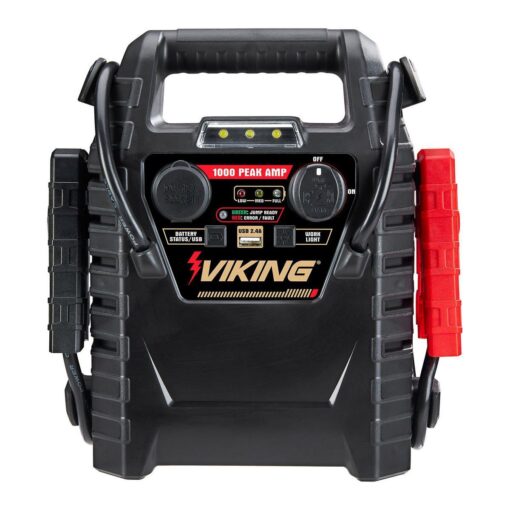 VIKING 1000 Peak Amp Lead-Acid Multifunction Jump Starter and Power Pack with 150 PSI Air Compressor
