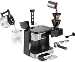 De'Longhi All-in-One Combination Coffee Maker & Espresso Machine + Advanced Adjustable Milk Frother, Black, COM532M