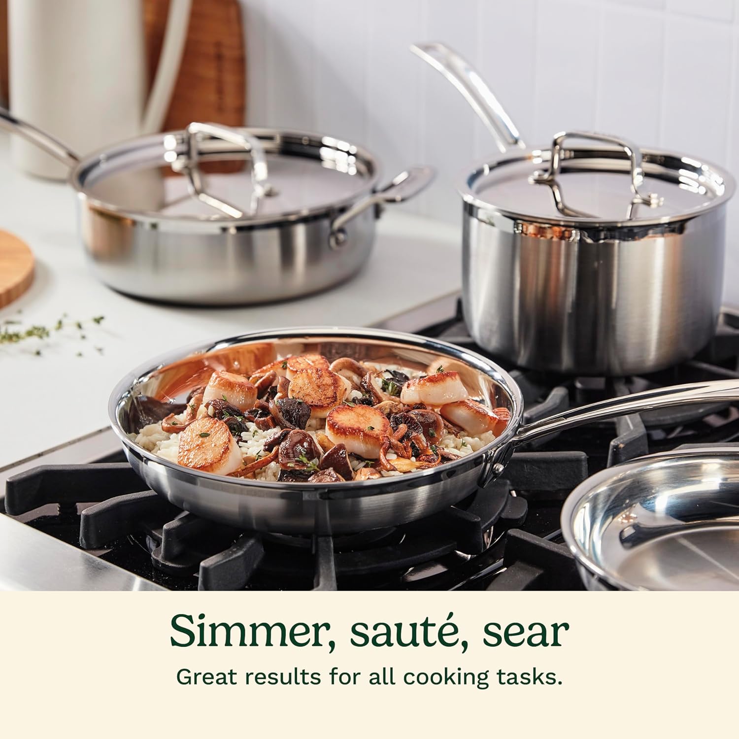 Cuisinart 12 Piece Cookware Set, MultiClad Pro Triple Ply, Silver, MCP-12N and MCP33-30HN MultiClad Pro Triple Ply 5.5-Quart Saute Skillet, Sauté Pan w/Helper & Cover - Thumbnail 4