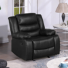 TrumanPick Manual Recliner Rocker Chair, Leather Rocker Recliner Living Room Theater Reclining Chairs for Adults Small Spaces, Black