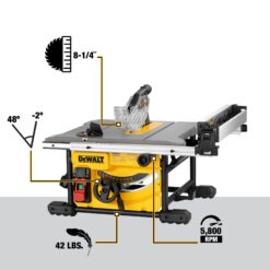 DEWALT 8.25-in 15-Amp Corded Portable Jobsite Table Saw with Folding Stand