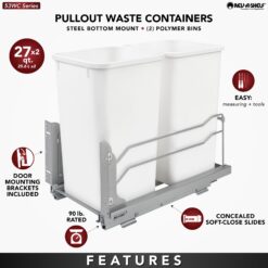 Rev-A-Shelf 11-in x 22-in 19-in 27-Quarts Soft Close 2 Pull-out trash can