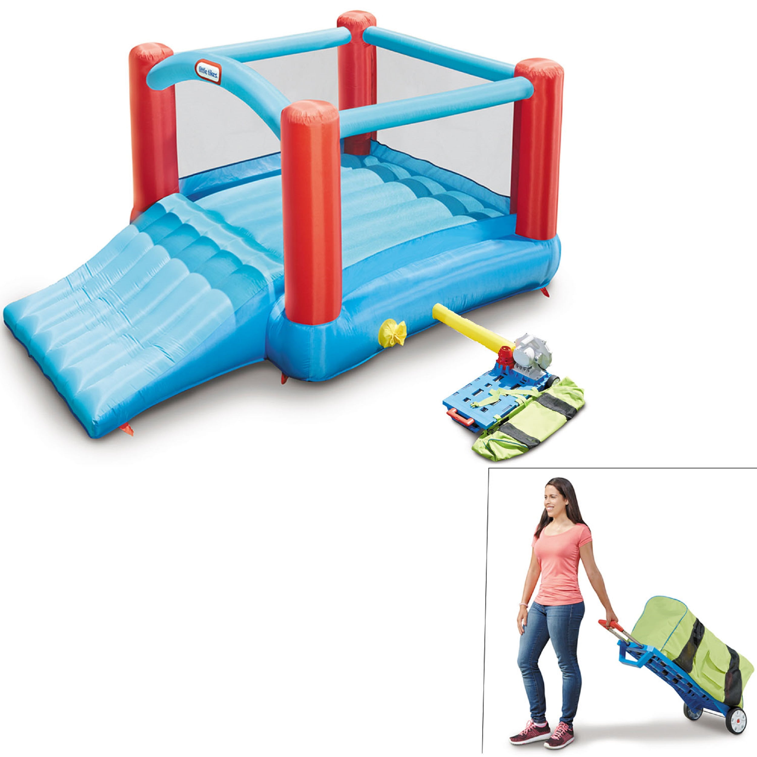 Little Tikes Pack 'n Roll 7'x7' Inflatable Bounce House with Slide, Multi-color, for Ages 3+