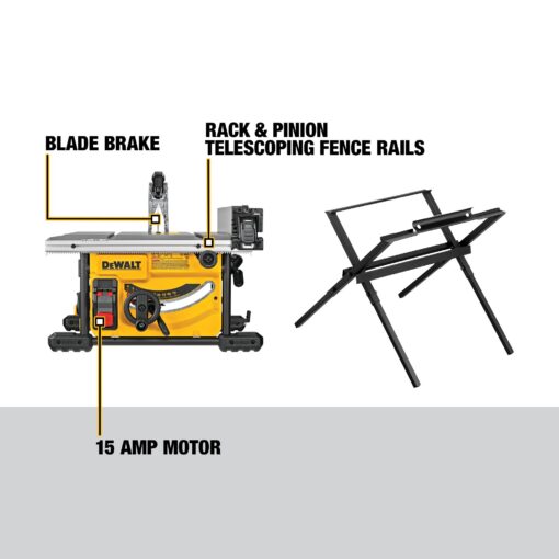 DEWALT 8.25-in 15-Amp Corded Portable Jobsite Table Saw with Folding Stand
