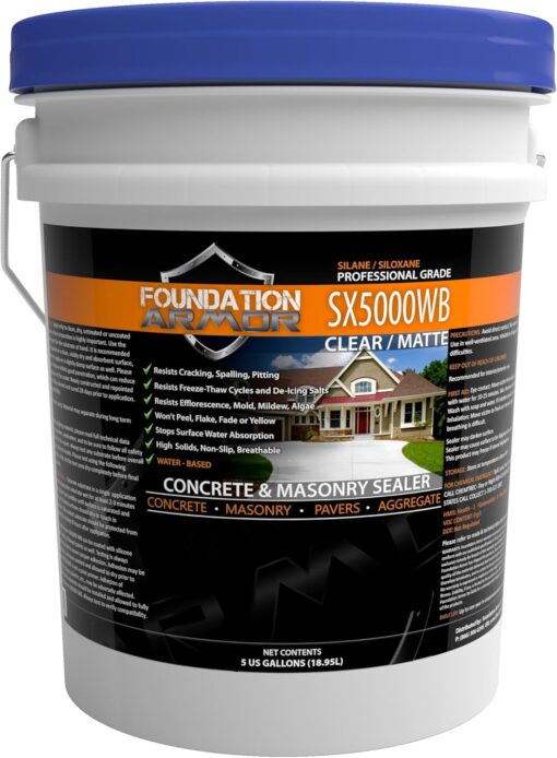 5 GAL Armor SX5000 WB PRO-Grade Water-Based Silane-Siloxane Water Repellent Concrete And Masonry Sealer