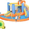 Outsunny 5-in-1 Kids Inflatable Bounce House Jumping Castle with Water Pool, Slide, Climbing Walls, & 2 Water Guns, Orange, Blue, Yellow