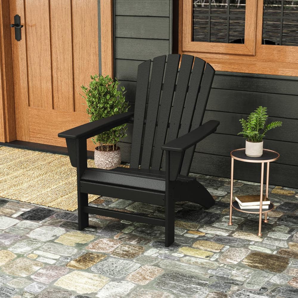 POLYWOOD Grant Park Traditional Curveback Black Plastic Outdoor