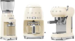 SMEG CGF11 Retro-Style Coffee Grinder – Burr Mill with 30 Grind Settings, Stainless Steel Conical Burrs, Removable Hopper – Precision Countertop Grinder for Espresso, Drip, French Press-Cream