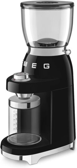 SMEG CGF11 Retro-Style Coffee Grinder – Burr Mill with 30 Grind Settings, Stainless Steel Conical Burrs, Removable Hopper – Precision Countertop Grinder for Espresso, Drip, French Press-Black