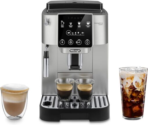 De'Longhi Magnifica Start Automatic Espresso & Coffee Machine with Manual Milk Frother for Latte, Cappuccino, Built-in Grinder, Silver, ECAM22022SB