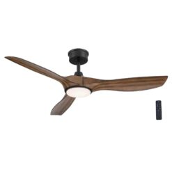 Home Decorators Collection Marlon 52 in. Integrated LED Indoor Natural Iron Ceiling Fan with Brazilian Walnut Blades and Remote Control YG825A-NI