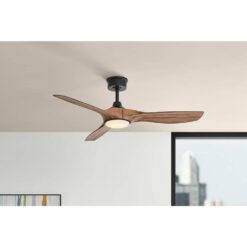 Home Decorators Collection Marlon 52 in. Integrated LED Indoor Natural Iron Ceiling Fan with Brazilian Walnut Blades and Remote Control YG825A-NI
