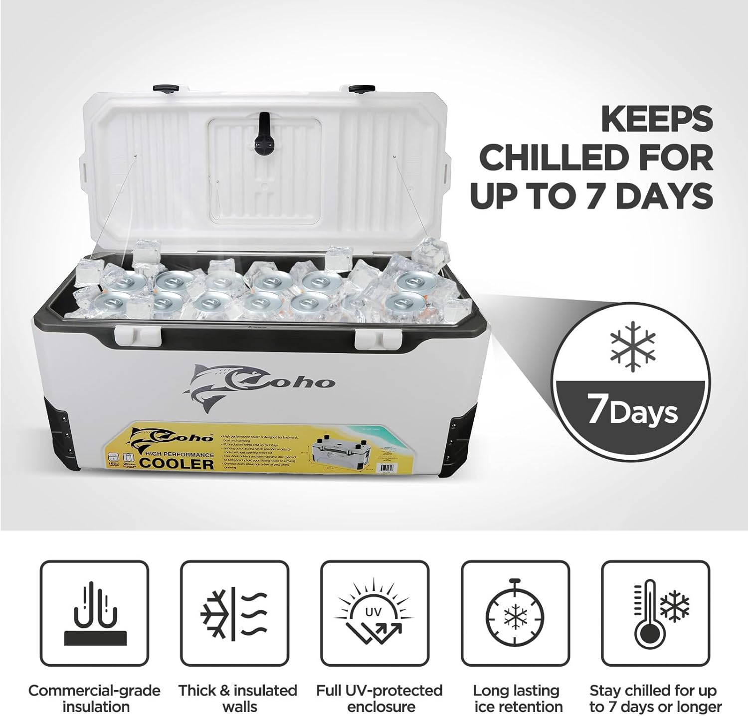 COHO 165QT Ice Chest – Heavy-Duty Cooler for Camping & Boating, 7
